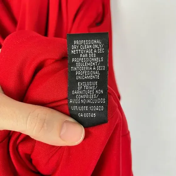 David Meister | Bright Scarlett Red Cross Over Chest Sleeveless Sheath Dress - Picture 9 of 9